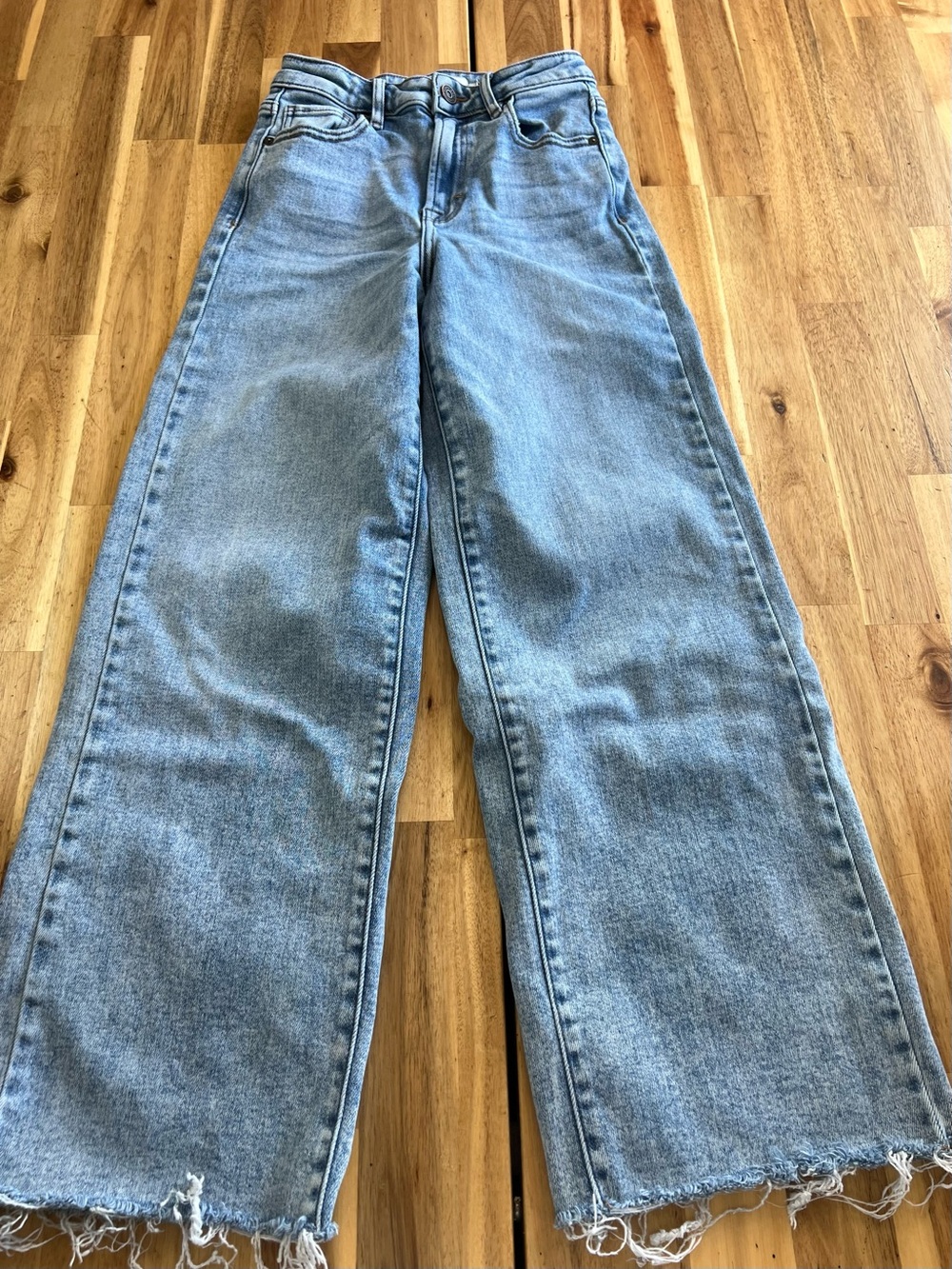 Hidden Jeans Size 24 High Rise Wide Leg Raw Hem Light Wash Stretch Denim